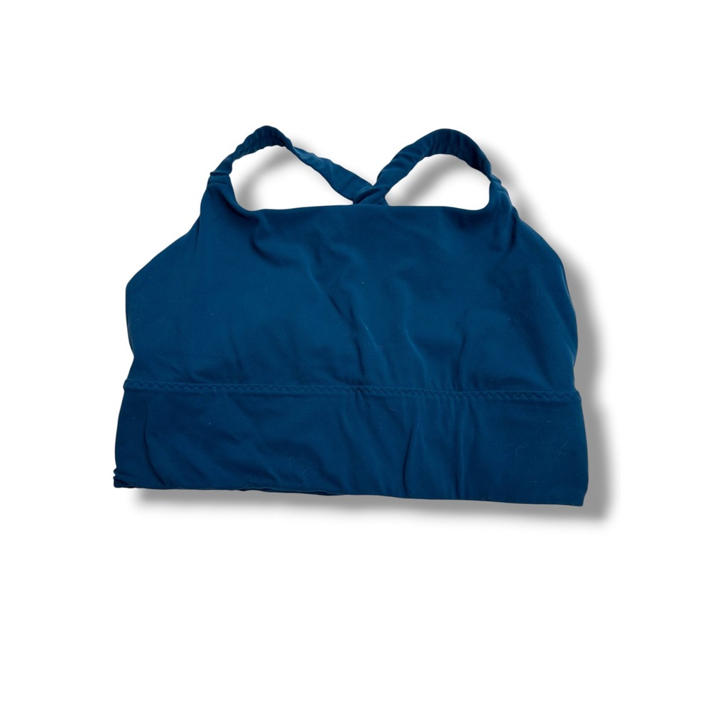 Athleta Sports Bra Women Small Teal Excellent Cross Back High Neck Activewear